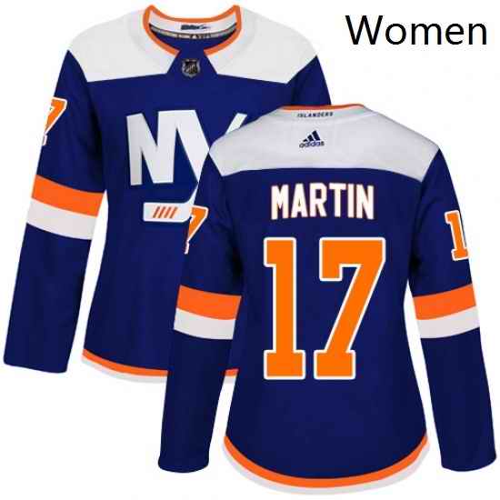 Womens Adidas New York Islanders 17 Matt Martin Premier Blue Alternate NHL Jersey
